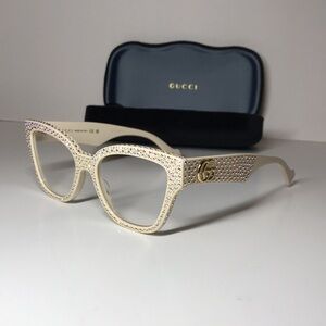Gucci GG1424s Cream Crystal-Embellished Women's Glasses